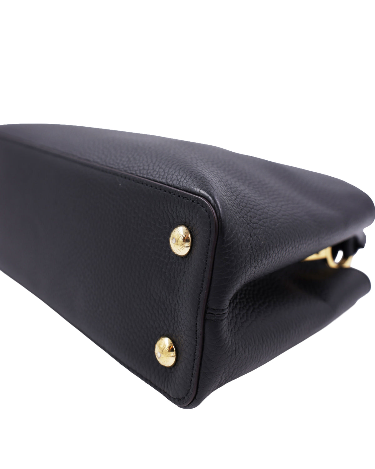 LOUIS VUITTON Capucines MM Taurillon schwarz schwarze Designerhandtasche aus genarbtem Leder