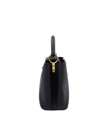 LOUIS VUITTON Capucines MM Taurillon schwarz schwarze Designerhandtasche in Seitenansicht