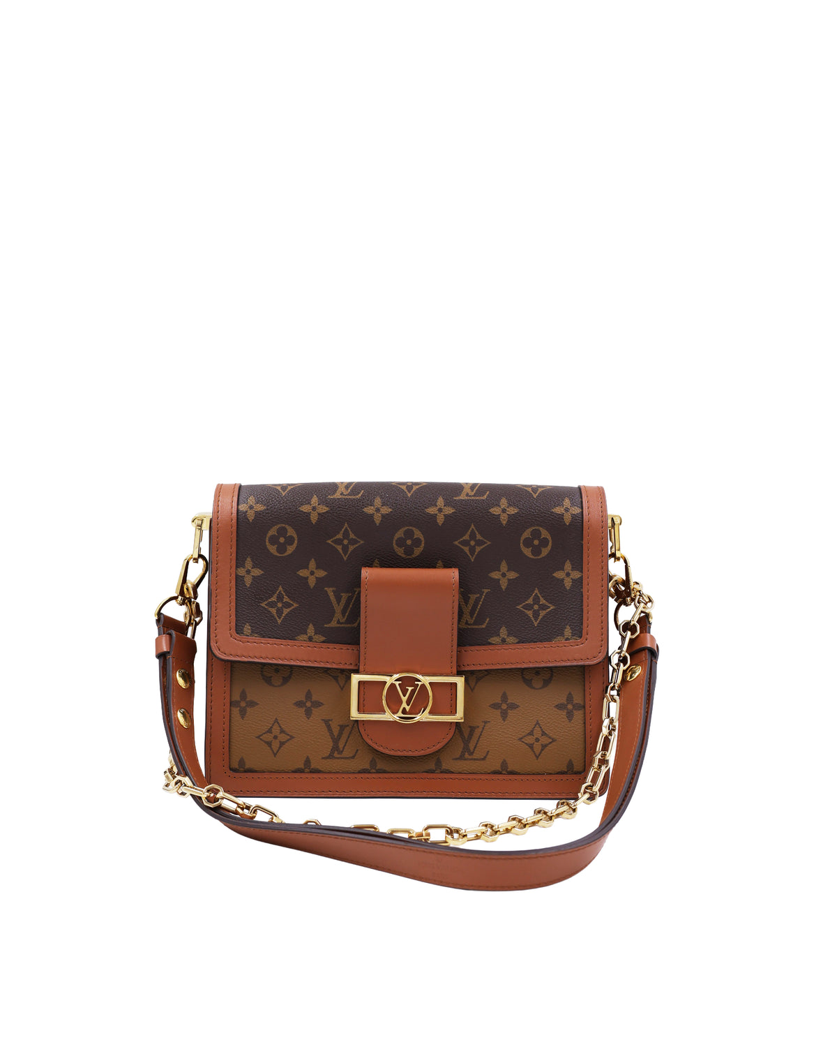 LOUIS VUITTON Dauphine MM Monogram Reverse Designerhandtasche mit Schulterriemen