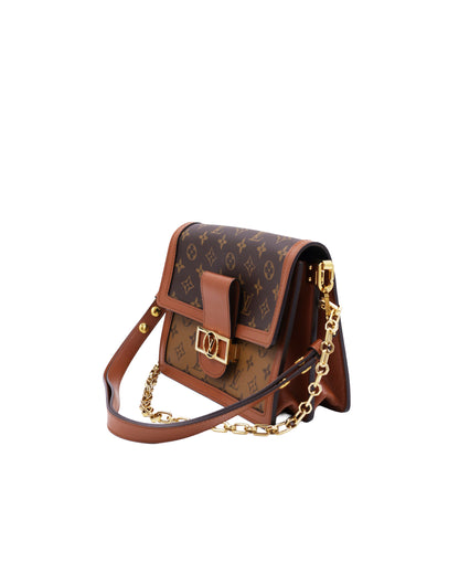 LOUIS VUITTON Dauphine MM Monogram Reverse als Secondhand Designerhandtasche mit Monogramm und Kettenriemen