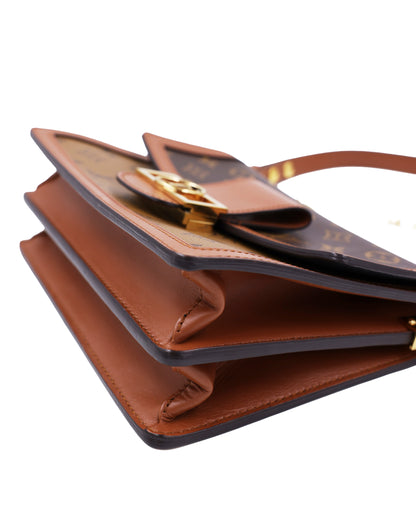 LOUIS VUITTON Dauphine MM Monogram Reverse braune Designerhandtasche mit Monogramm und goldfarbenem Verschluss