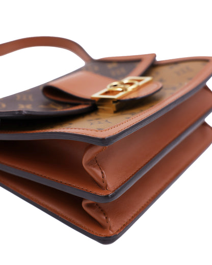 LOUIS VUITTON Dauphine MM Monogram Reverse braune Designerhandtasche aus Leder mit Monogramm und goldfarbenem Verschluss