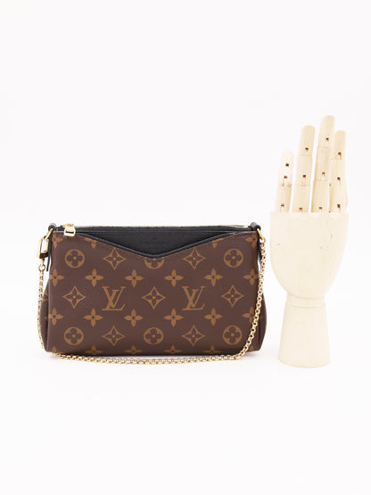 LOUIS VUITTON Pallas Clutch Monogram Canvas schwarz