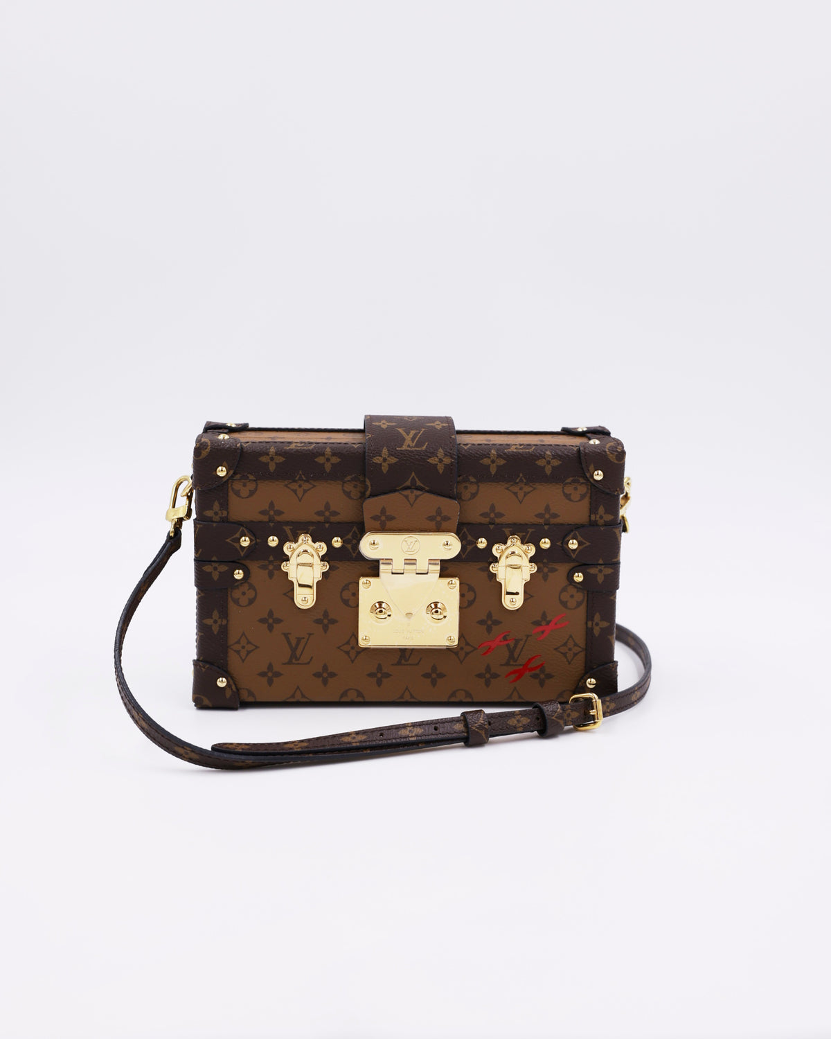 LOUIS VUITTON Petit Malle Monogram Reverse Designerhandtasche mit Schulterriemen