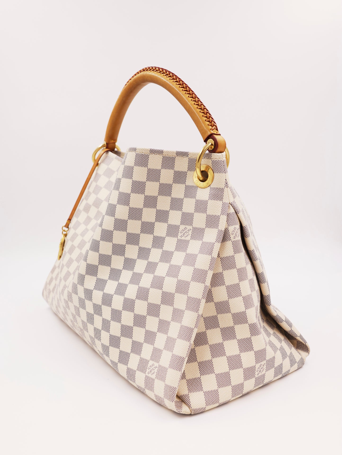 LOUIS VUITTON Artsy MM Damier Azur als geräumige Secondhand Designerhandtasche in hellem Karomuster