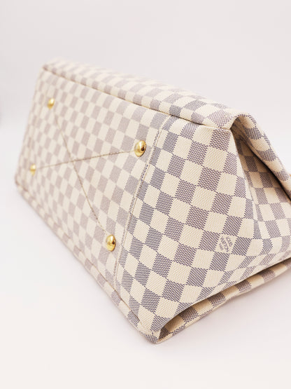 LOUIS VUITTON Artsy MM Damier Azur Secondhand Designerhandtasche mit hellem Karomuster