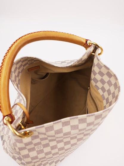 LOUIS VUITTON Artsy MM Damier Azur Designerhandtasche aus zweiter Hand mit geräumigem Innenfach