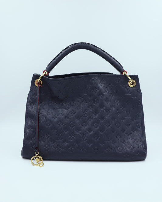 LOUIS VUITTON Artsy MM Monogram Empreinte dunkelblau Designerhandtasche aus zweiter Hand