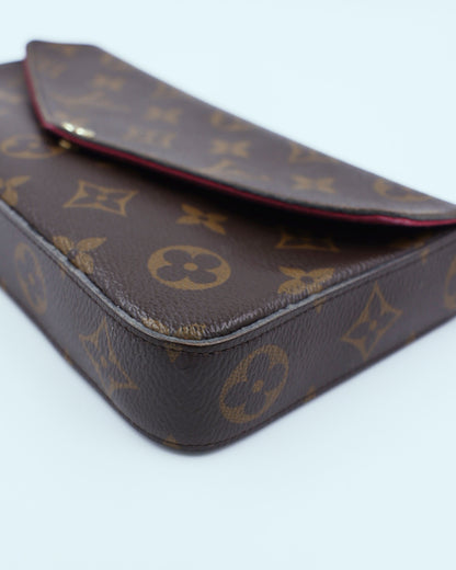 LOUIS VUITTON Felicie Monogram Canvas braune Clutch mit Monogramm Muster