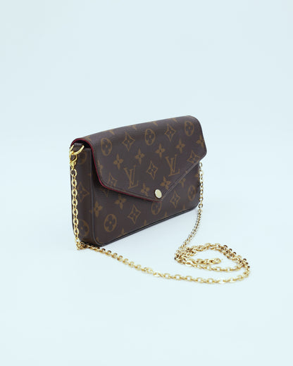 LOUIS VUITTON Felicie Monogram Canvas als Louis Vuitton Clutch mit Kettenriemen