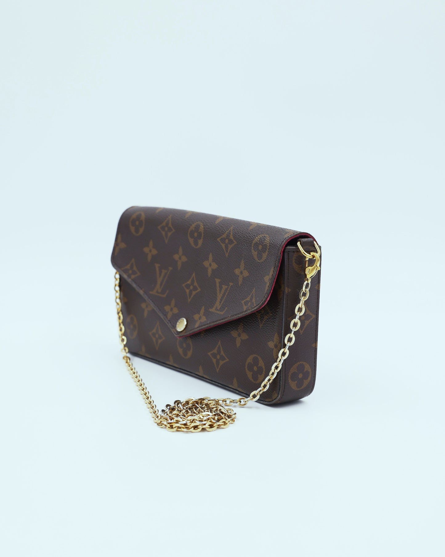 LOUIS VUITTON Felicie Monogram Canvas Clutch mit Kettenriemen im Monogramm Design
