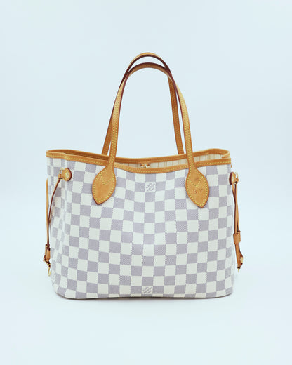LOUIS VUITTON Neverfull PM Damier Azur Designerhandtasche aus zweiter Hand