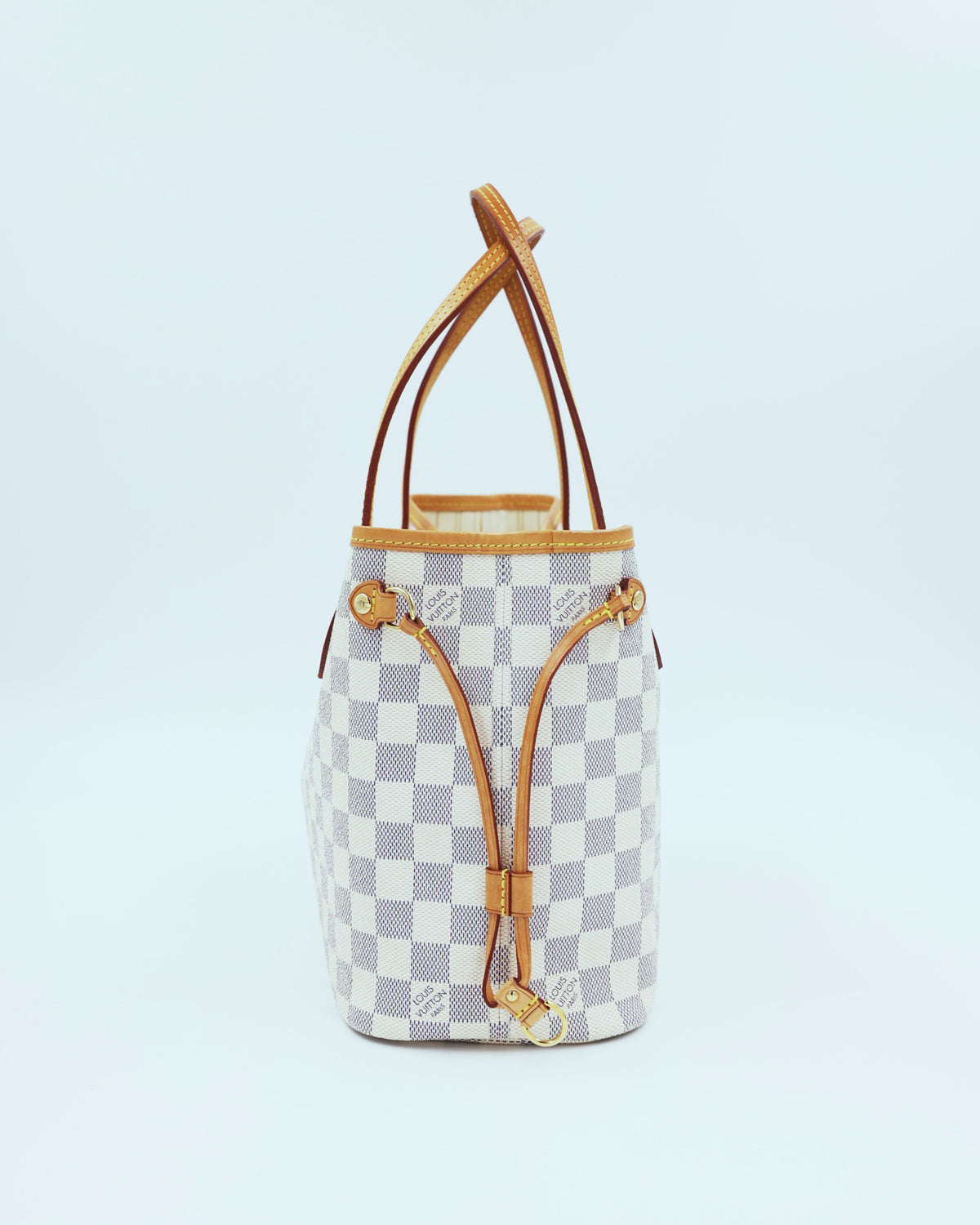 LOUIS VUITTON Neverfull PM Damier Azur karierte Designerhandtasche aus zweiter Hand