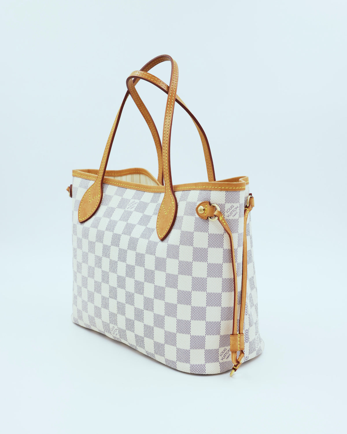 LOUIS VUITTON Neverfull PM Damier Azur authentische Designerhandtasche aus zweiter Hand