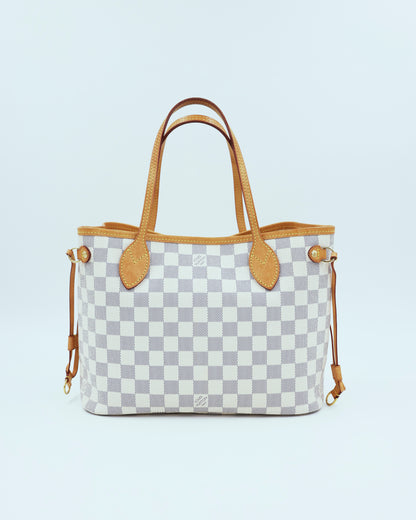 LOUIS VUITTON Neverfull PM Damier Azur elegante Secondhand Designerhandtasche