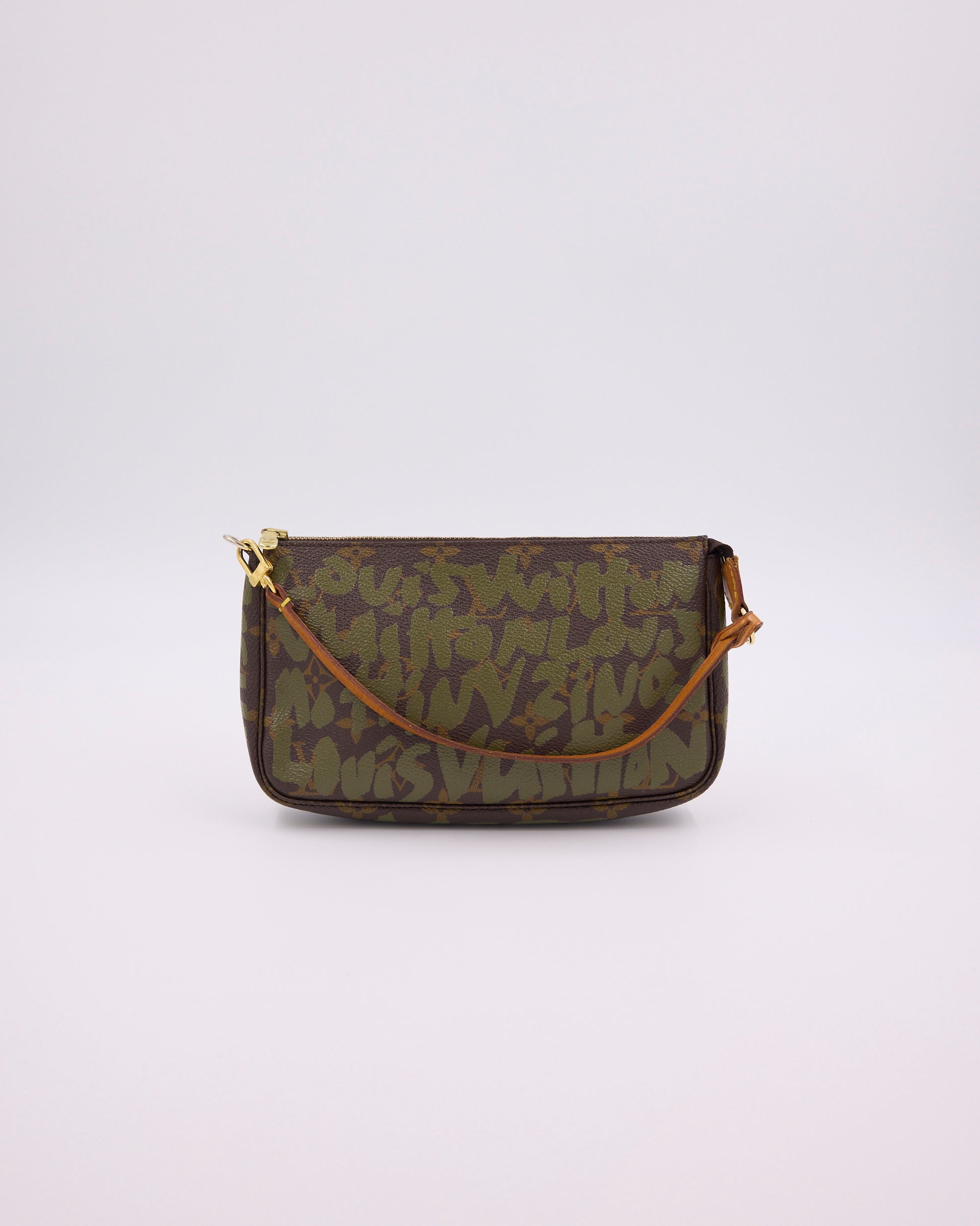 LOUIS VUITTON Pochette Accessoires Graffiti x Stephen Sprouse khaki authentische Secondhand Clutch