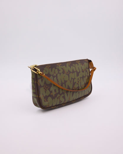 LOUIS VUITTON Pochette Accessoires Graffiti x Stephen Sprouse khaki mit Schulterriemen