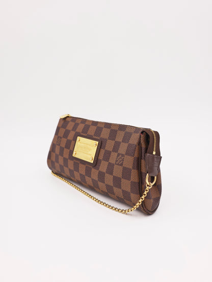 LOUIS VUITTON Pochette Eva Damier Ebene elegante Louis Vuitton Clutch aus authentischem Secondhand Luxus
