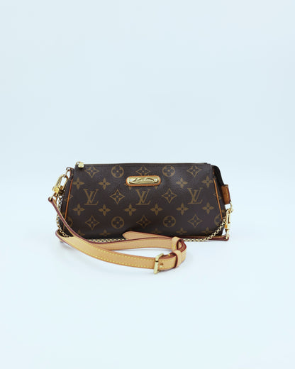 LOUIS VUITTON Pochette Eva Monogram Canvas braune Designerhandtasche mit Schulterriemen