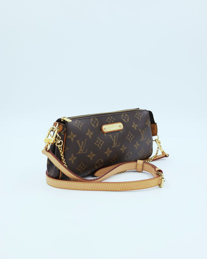 LOUIS VUITTON Pochette Eva Monogram Canvas als elegante Secondhand Clutch mit Monogramm und Lederriemen