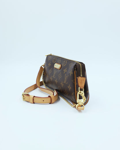 LOUIS VUITTON Pochette Eva Monogram Canvas mit Schulterriemen in braunem Monogramm