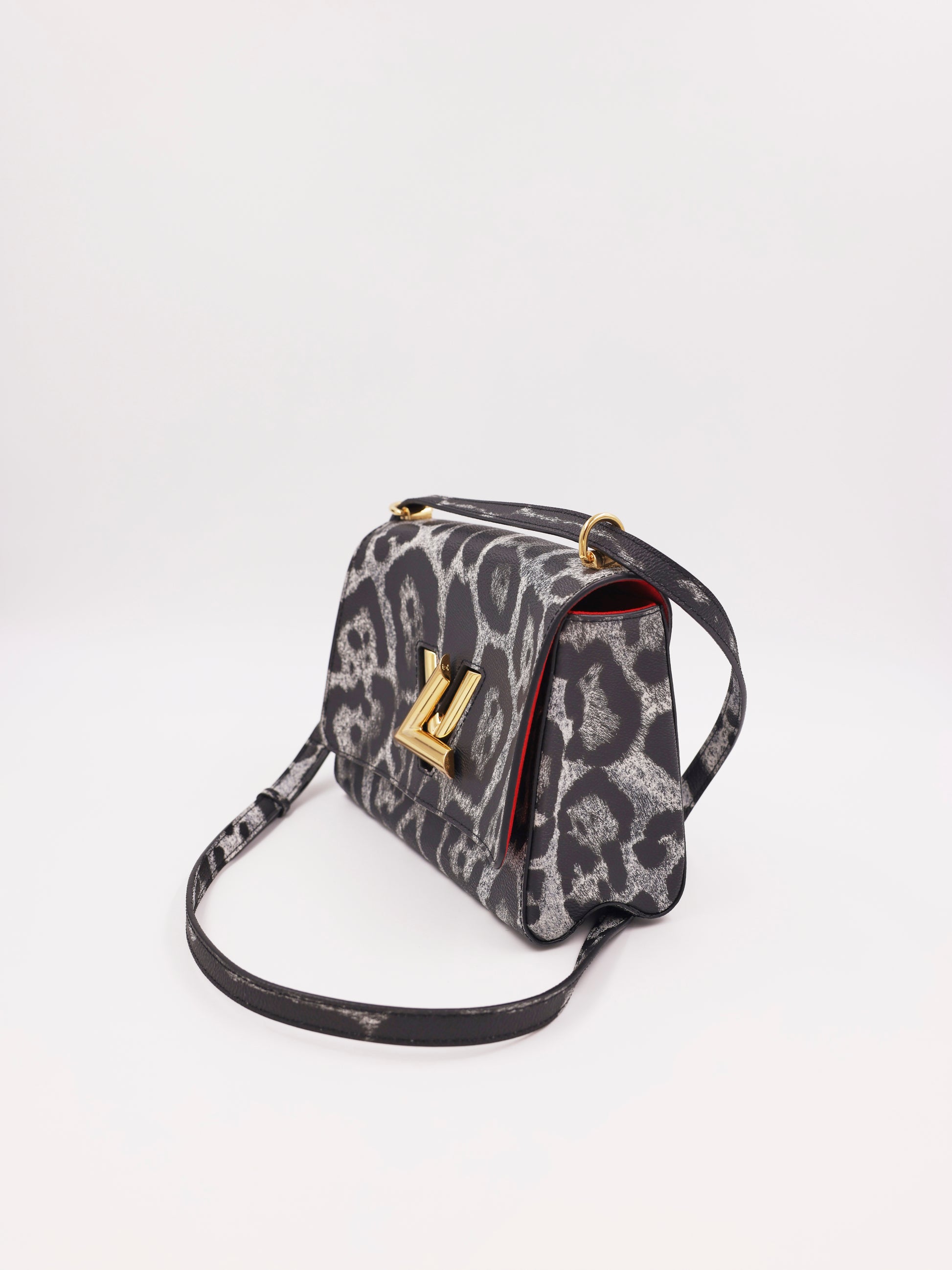 LOUIS VUITTON Twist MM Cat Print Gris graue Designerhandtasche mit Katzenprint und Schulterriemen