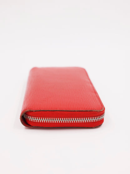 LOUIS VUITTON Zippy Epi rot, rote Designer-Geldbörse aus strukturiertem Epi-Leder