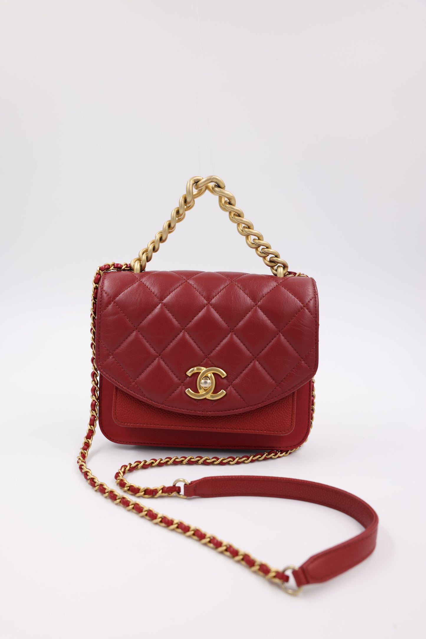 CHANEL Flap small Caviar Lammleder rouge GHW