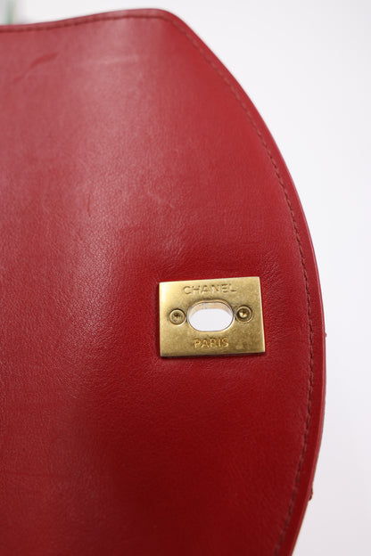CHANEL Flap small Caviar Lammleder rouge GHW