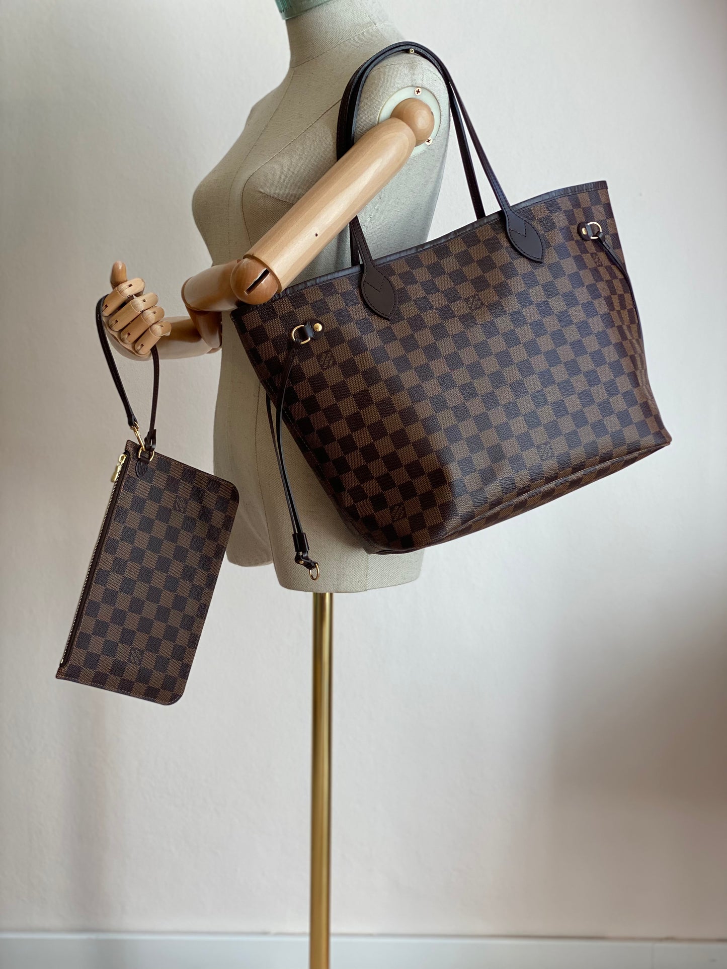 Louis vuitton damier ebene neverfull mm gm pochette sale