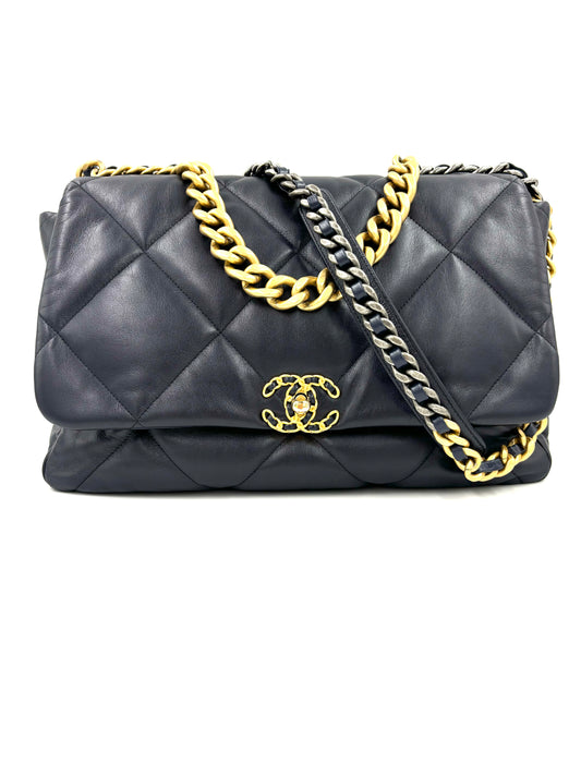 CHANEL 19 Flap Bag large navy Ziegenleder