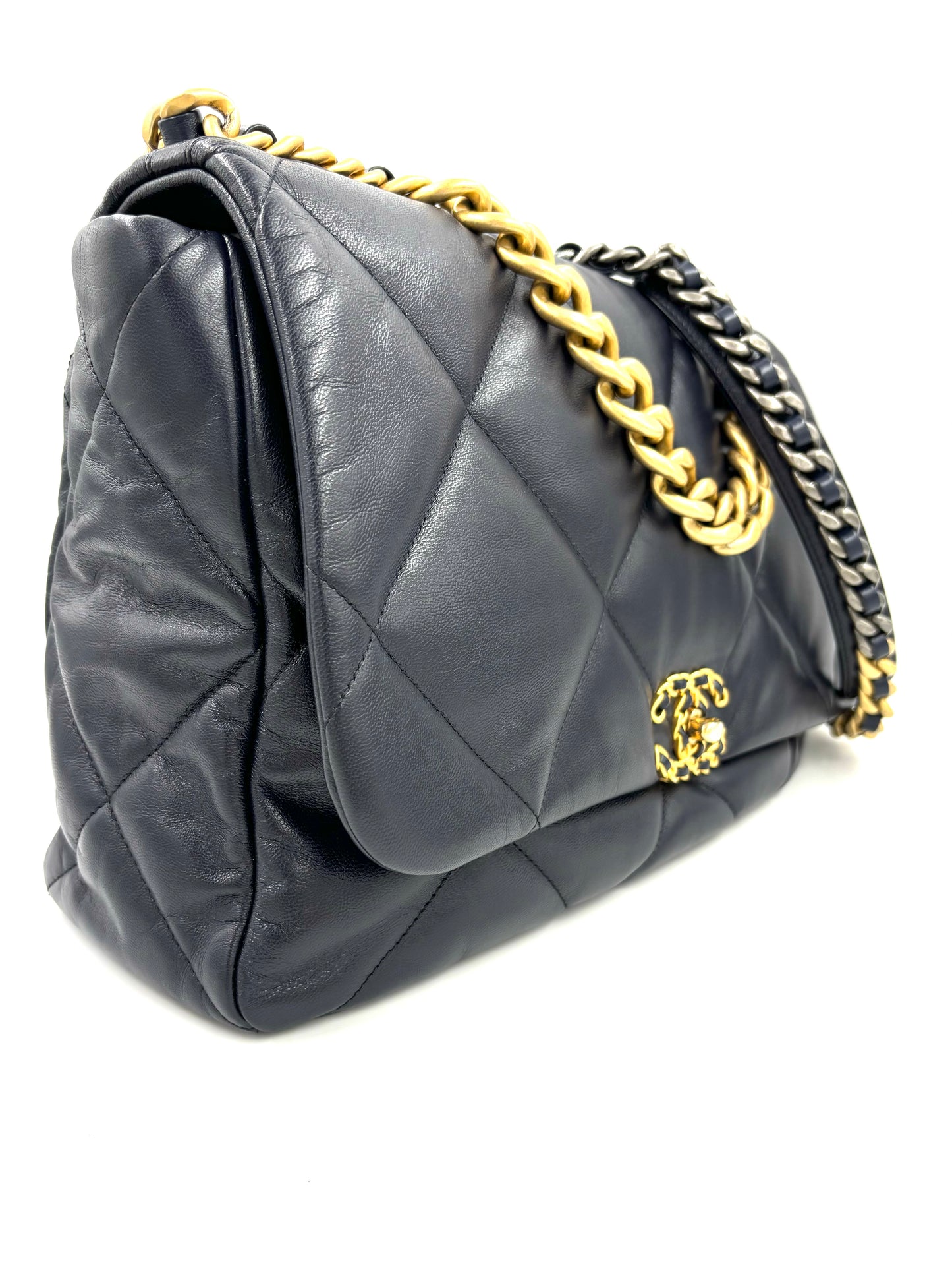 CHANEL 19 Flap Bag large navy Ziegenleder