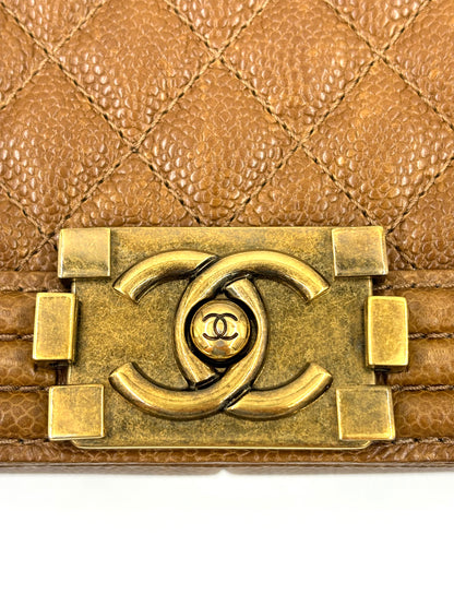 CHANEL Boy Bag medium Caviar cognac