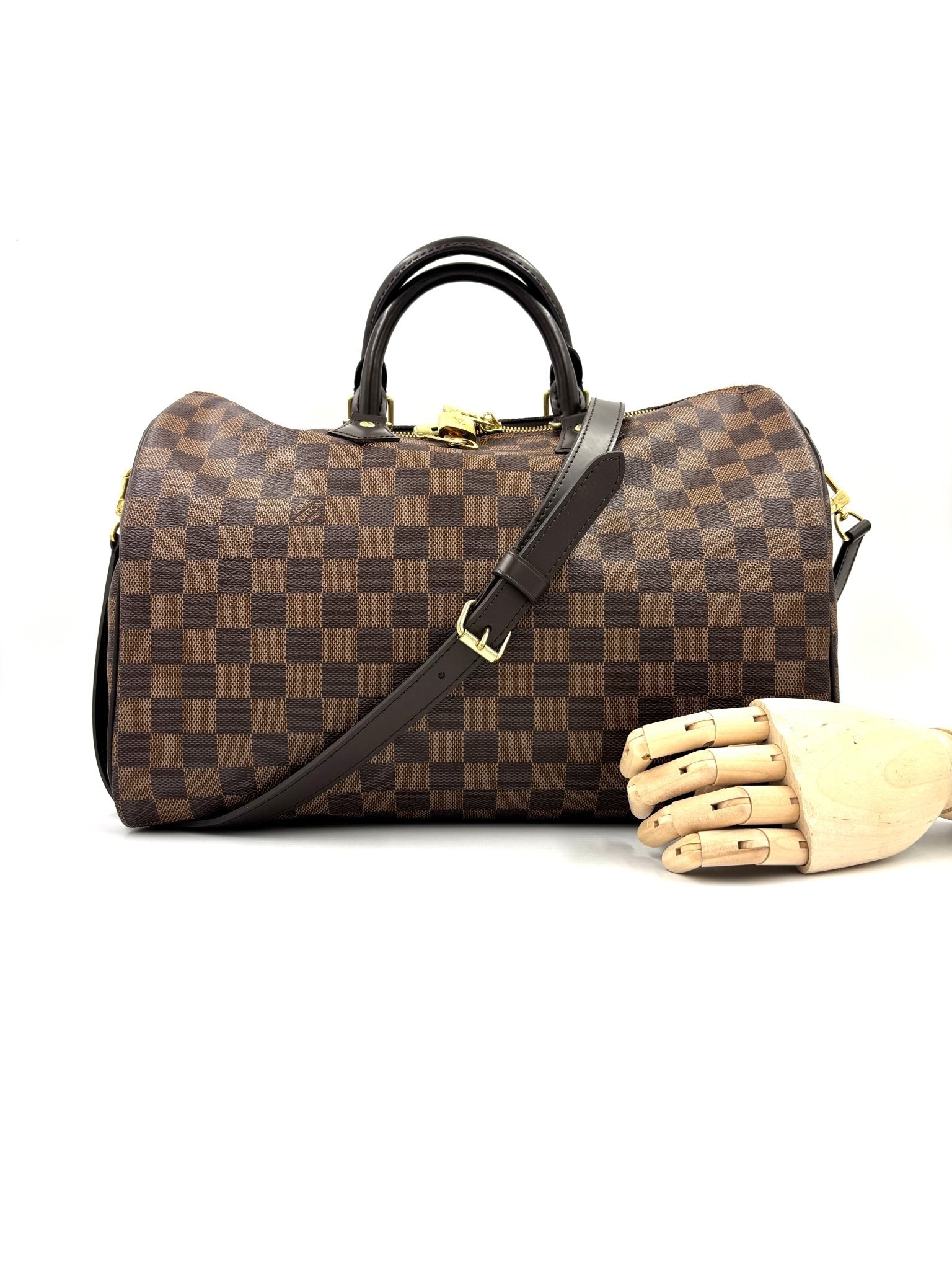 LOUIS VUITTON Speedy 35 Bandouliere Damier Ebene - Clutch & Macarons - AA3290 & Chip - Clutch & Macarons - 