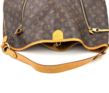 Louis Vuitton Delightful GM Monogram Canvas Handtasche mit braunem Lederriemen und dekorativen Reissverschlussen